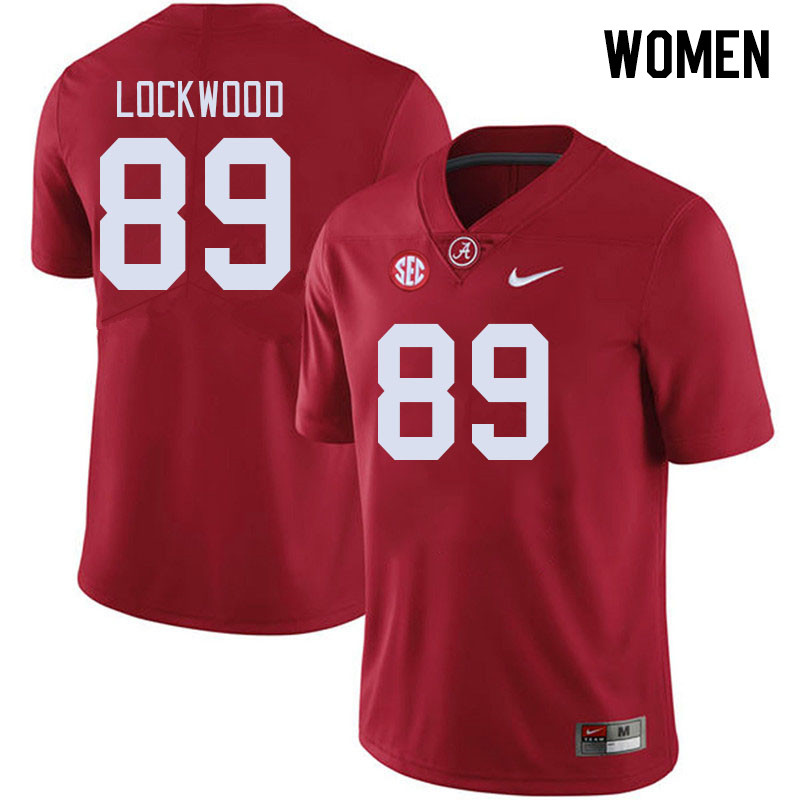 Women #89 Ty Lockwood Alabama Crimson Tide College Footabll Jerseys Stitched-Crimson